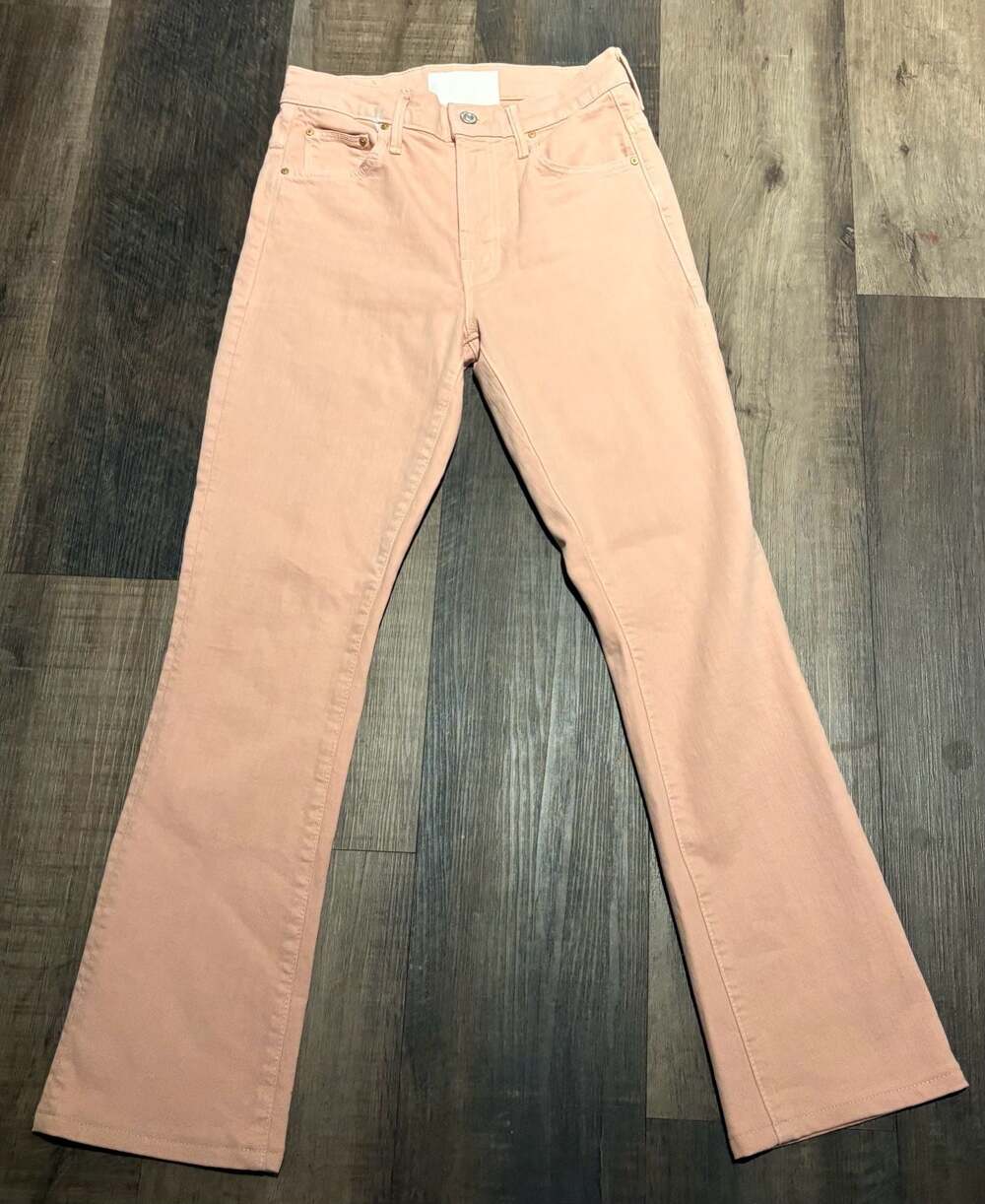 MOTHER Superior The Insider Hover Ankle Flare Jeans in Peach Parfait - Picture 2 of 5